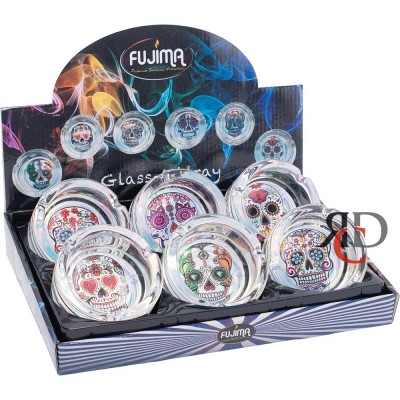 GLASS ASHTRAY 6CT/ DISPLAY - SUGAR SKULL